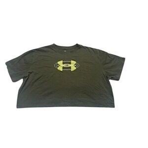 Under Armour Women Loose Fit Graphic Tee Olive Green Logo Athletic Size L NWT